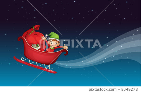 A flying sledge and a boy A flying sledge and a boy 8349278