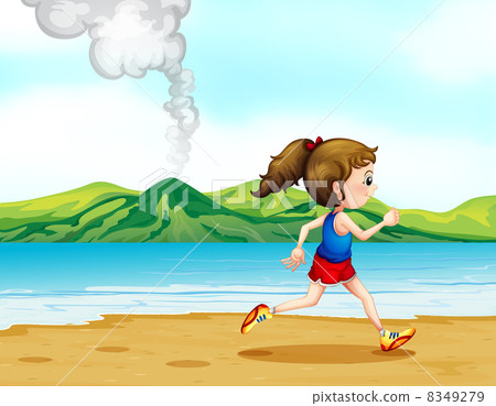 A girl running along the seashore A girl running along the seashore 8349279
