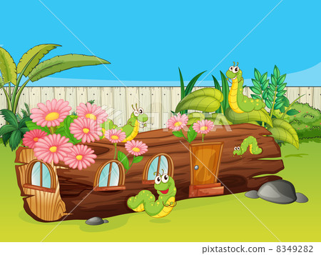 Caterpillars and a wood house 8349282