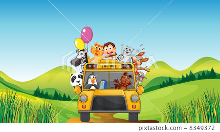 Various animals and zoo bus 8349372