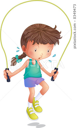 A Little Girl Playing Skipping Rope Stock Illustration