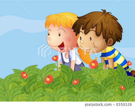 A boy and a girl in the garden A boy and a girl in the garden 8350126
