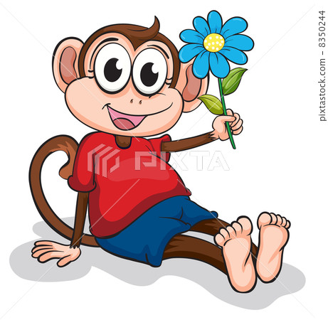 A monkey with a blue flower A monkey with a blue flower 8350244