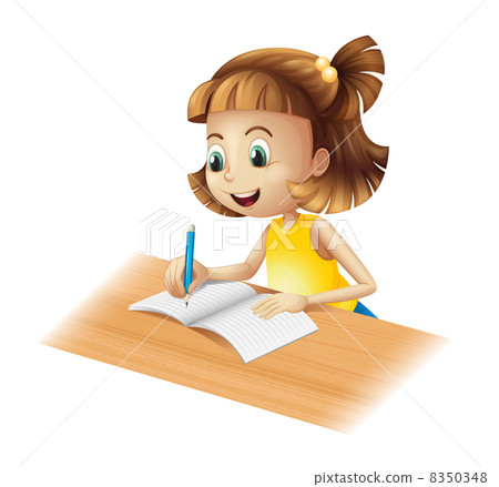 A happy girl writing 8350348