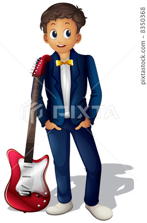 A musician with a red guitar A musician with a red guitar 8350368