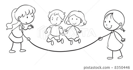 Kids Skip Rope Stock Illustration