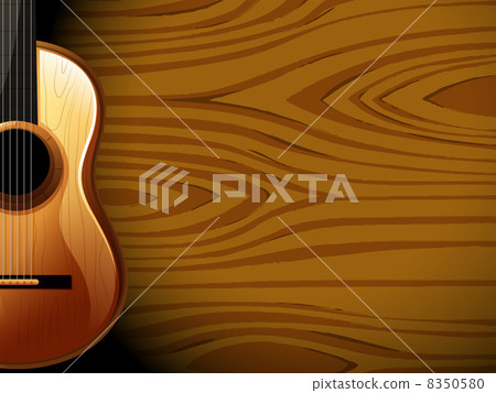 A guitar beside a wood-colored wall A guitar beside a wood-colored wall 8350580