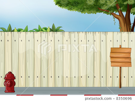 A wooden signboard and the red hydrant A wooden signboard and the red hydrant 8350696