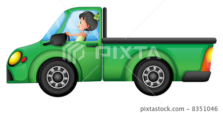 A green car driven by a girl A green car driven by a girl 8351046