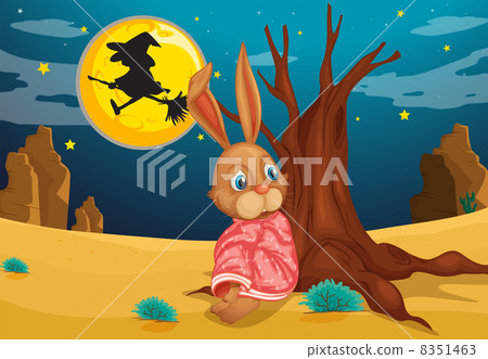 A rabbit beside a big trunk of a tree 8351463