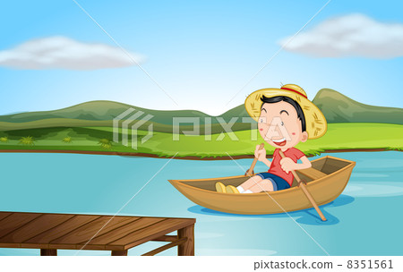 A boy rowing a boat A boy rowing a boat 8351561