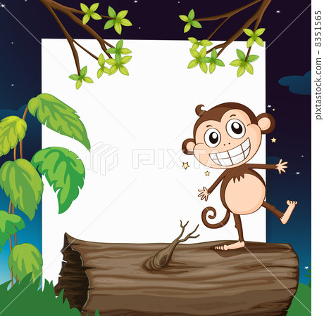 A smiling monkey and a white board A smiling monkey and a white board 8351565