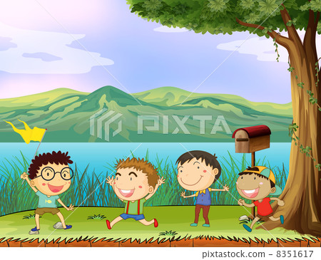 A group of young boys near the mailbox 8351617