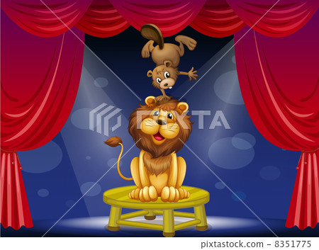 A lion and a beaver performing on the stage 8351775