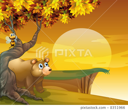 A big brown bear looking at the sunset 8351966