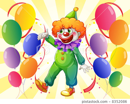 A clown in the middle of the balloons - Stock Illustration [8352086 ...