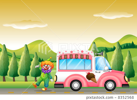 The clown and the pink icecream bus 8352568