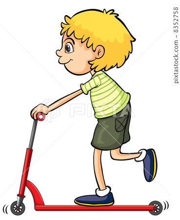 A boy playing push bicycle 8352758