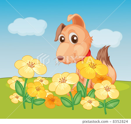 A dog and flower plant 8352824