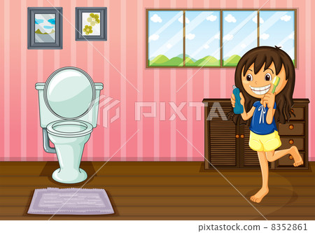 A girl holding a toothbrush and a toothpaste inside the bathroom A girl holding a toothbrush and a toothpaste inside the bathroom 8352861