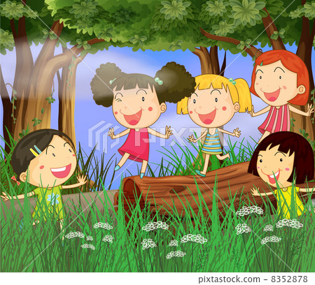 Children playing in the woods Children playing in the woods 8352878