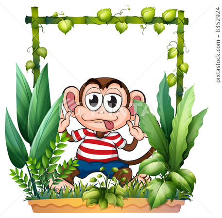 A monkey wearing a stripe shirt 8352924