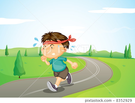 插图素材: a boy jogging