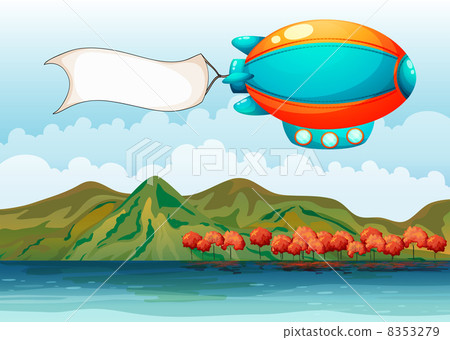 The empty banner carried by the colorful airship The empty banner carried by the colorful airship 8353279