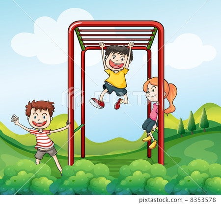 Three kids playing at the park - Stock Illustration [8353578] - PIXTA