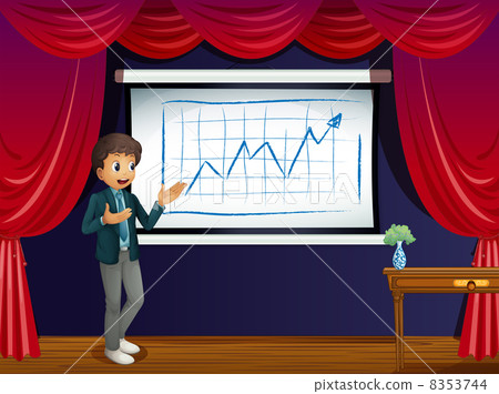 A man reporting at the center of the stage A man reporting at the center of the stage 8353744
