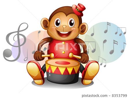 A monkey playing with the drum 8353799
