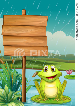 An empty board with a green frog 8354528