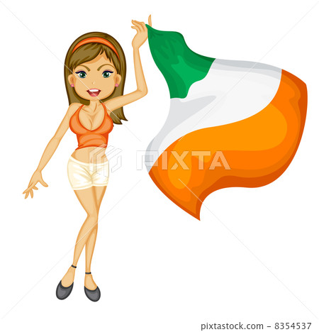 A smiling girl with a national flag of Ireland A smiling girl with a national flag of Ireland 8354537