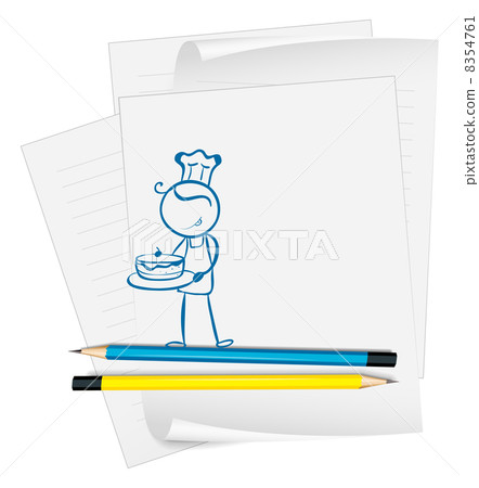 A paper with a sketch of a chef 8354761