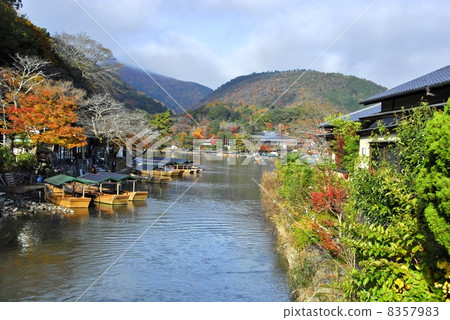 The autumnal leaves of Arashiyama Oyukawa in Kyoto The autumnal leaves of Arashiyama Oyukawa in Kyoto 8357983