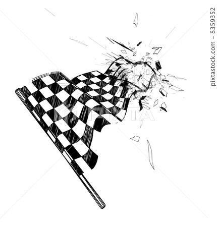 Drawing checkered flag in the dynamic style Drawing checkered flag in the dynamic style 8359352