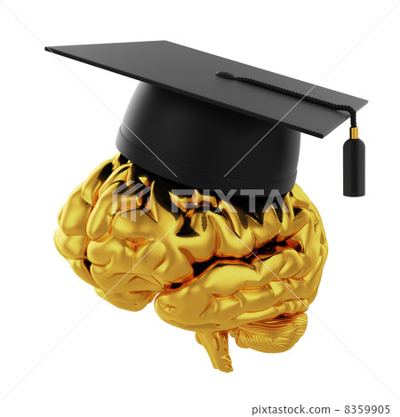 Graduation cap with golden brain - Stock Illustration [8359905] - PIXTA