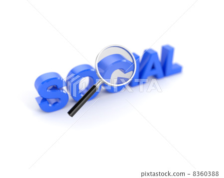 Social word with magnifying glass Social word with magnifying glass 8360388