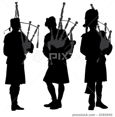 Bagpiper Silhouette - Stock Illustration [8360940] - PIXTA