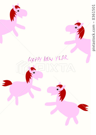 New year's card, horse, pink 8361501