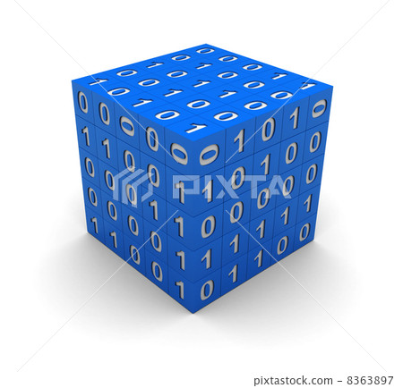 Cube with binary code Cube with binary code 8363897