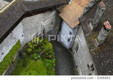 Courtyard of The Chillon Castle ,Montreux, Switzerland. 8366063