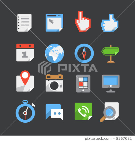 Trendy modern color web interface icons collection 8367081