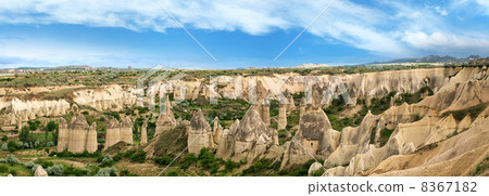 Panoramic view ue geological formations in the Cappadocia 8367182