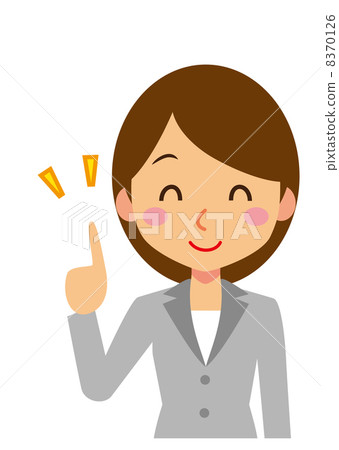 Pointing semi-long business woman 8370126