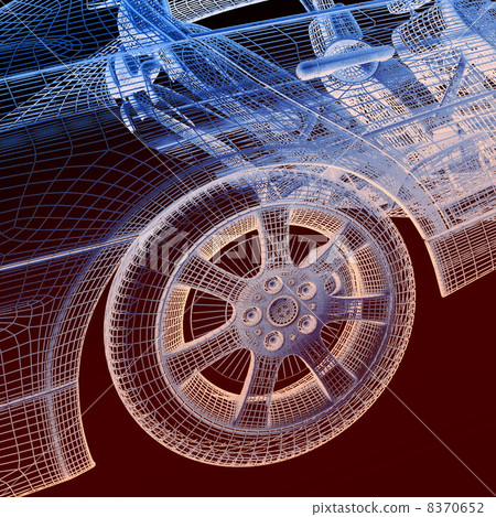 Closeup of wheels of machine on black  8370652