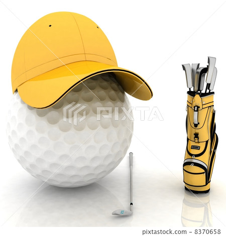 belonging for playing golf on a white  8370658