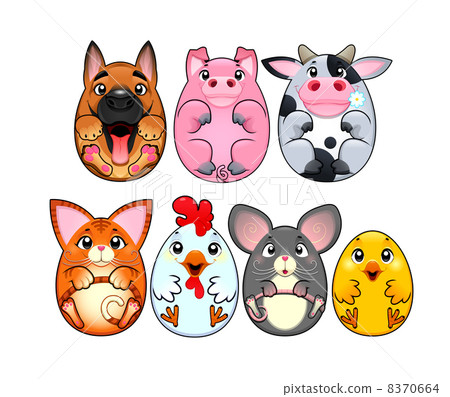 Funny animals rounded like eggs. 8370664