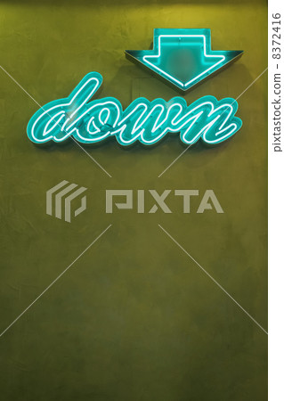 Neon Sign with Arrow Pointing Down Neon Sign with Arrow Pointing Down 8372416