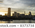 Yokohama Minato Mirai 21 in the setting sun 8373738